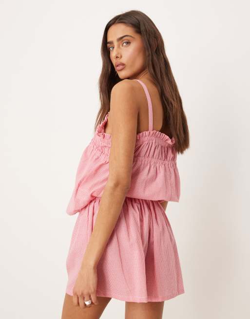 Luna pj shorts in strawberry gingham - part of a set