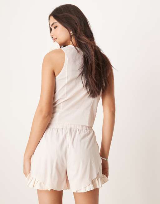 Luna satin ruffle pj short in baby pink - part of a set, 5 of 5