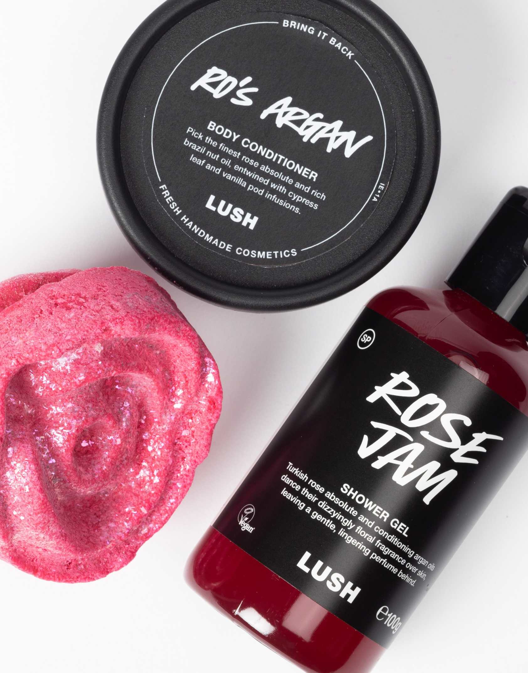 Lush rose jam set perfume ro’s argan body 2024 conditioner