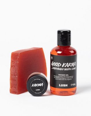 LUSH Feeling Good Karma Shower Gel, Soap & Solid Perfume Discovery Set