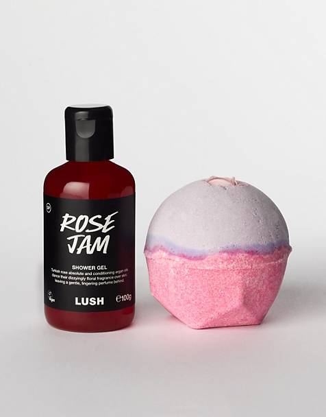 LUSH Sex Bomb Bath Bomb &amp; Rose Jam Shower Gel Duo Set