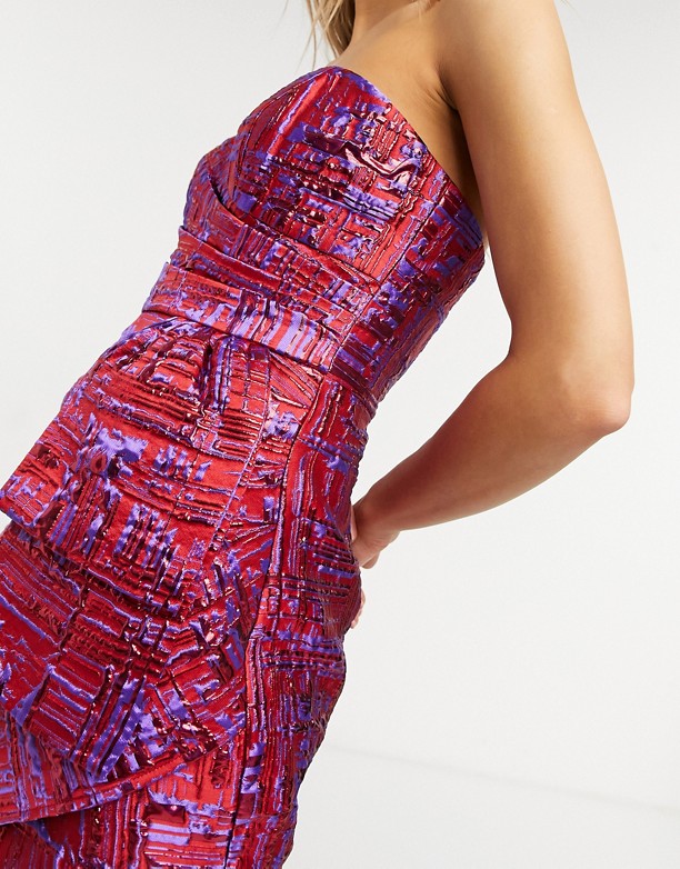  Najlepsza Lusso the Label Exclusive – Żakardowa sukienka mini o kroju origami RÓżowy/kobaltowy