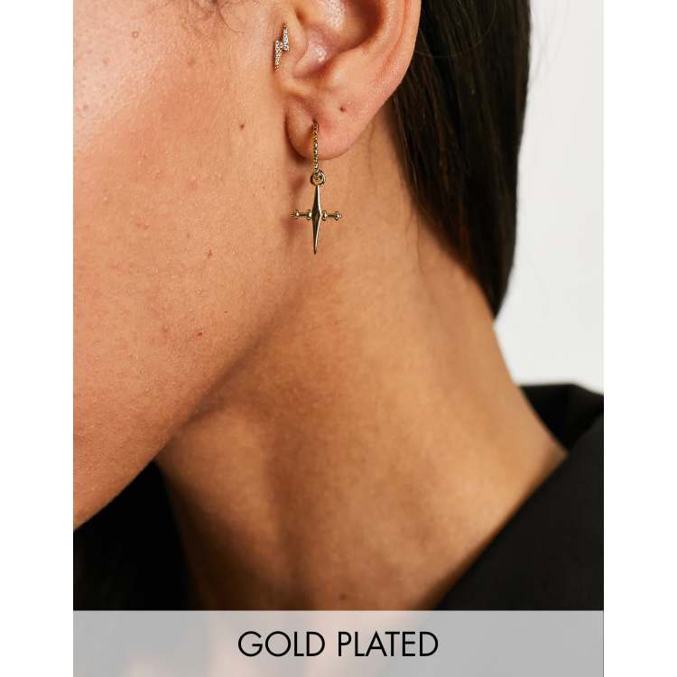 Tiny cross 2025 hoop earrings