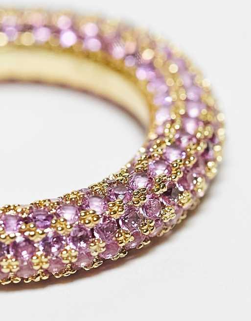 Luv AJ - Amalfi - Anello placcato oro 14 k con pavé di cristalli rosa, 2 di 4