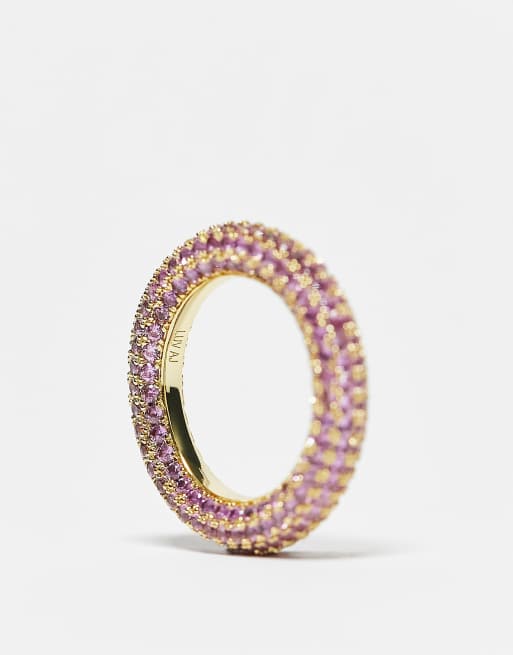 Luv AJ - Amalfi - Met 14k goud vergulde ring met ingelegde roze kristallen, 3 van 4