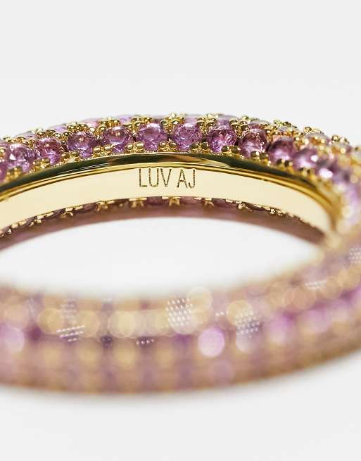 Luv AJ - Amalfi - Met 14k goud vergulde ring met ingelegde roze kristallen, 4 van 4