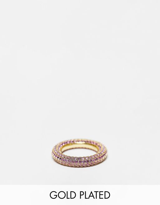 Luv AJ – Amalfi – Ring mit 14 Karat-Vergoldung und rosa Schmucksteinen in Pavé-Fassung