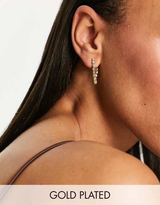 Luv AJ - Ballier - 14k vergulde oorknopjes met ketting