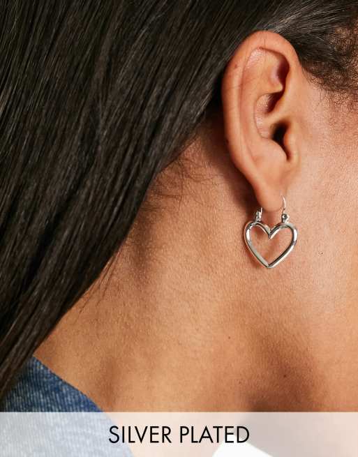 Luv AJ - Sølvbelagte mini-hoop-øreringe med hjertedesign