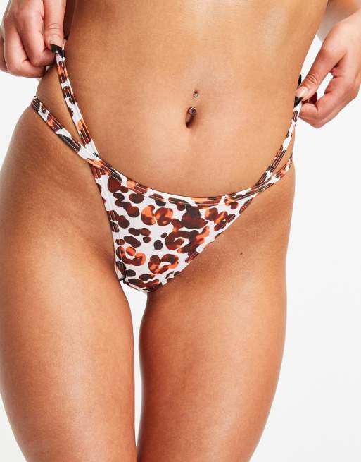 Luxe Palm – Leopardmönstrad bikiniunderdel i brazilian-modell med smala midjeband, 4 av 4