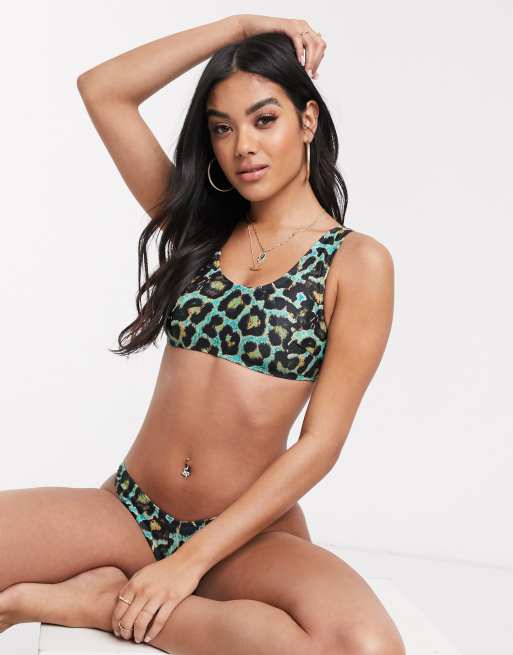 Neon leopard print store bikini