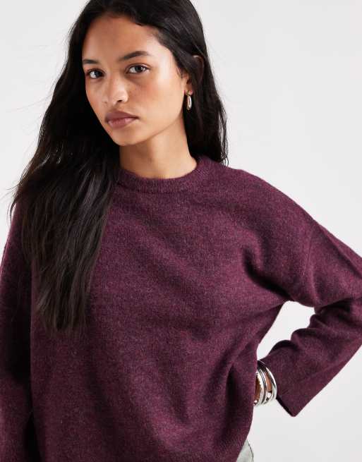 luźny dzianinowy sweter w ciemnym fiolecie, 3 z 4
