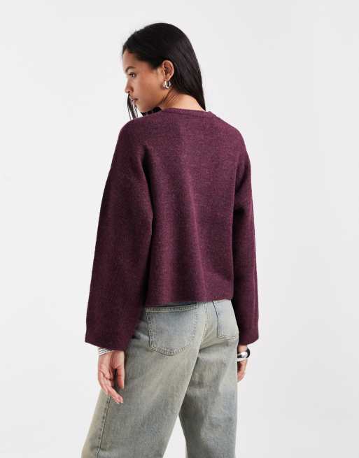 luźny dzianinowy sweter w ciemnym fiolecie, 4 z 4