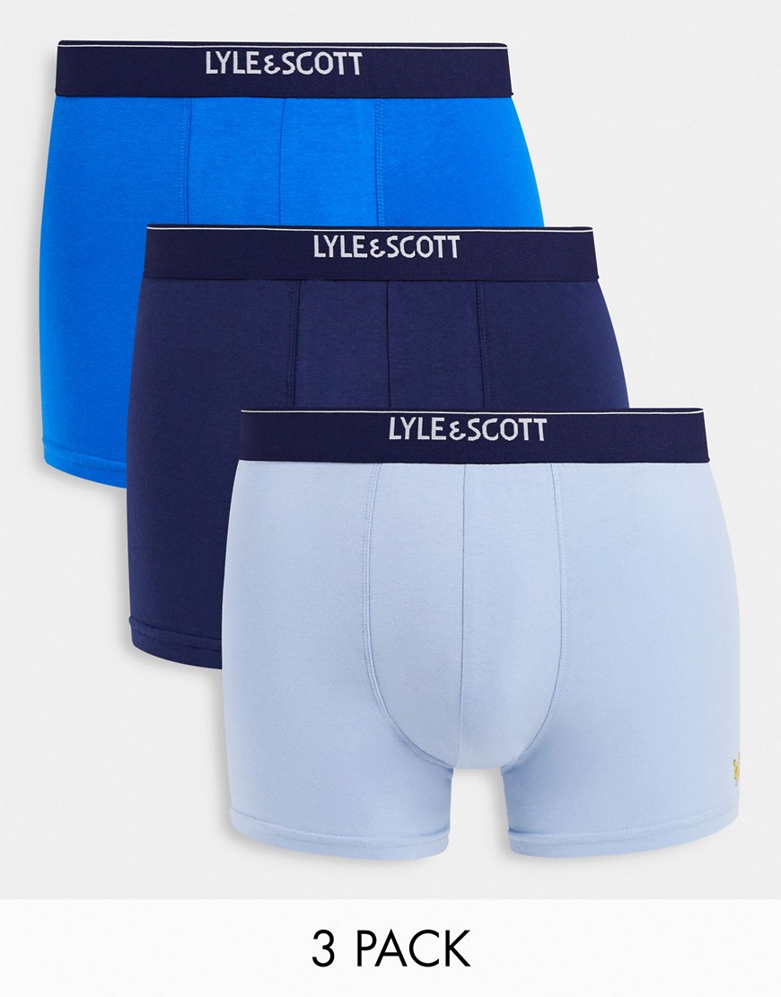 Lyle & Scott 3-pack boxers with contrast waistband in blue-Blues