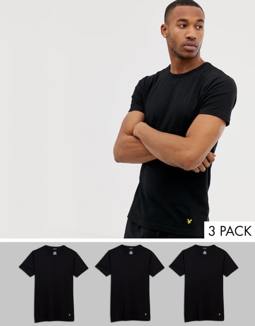 Lyle Scott 3 pack logo lounge t shirts in black ASOS