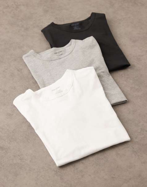 Lyle & Scott – 3er-Pack Basic-T-Shirts in Schwarz, Grau und Weiß - view 1