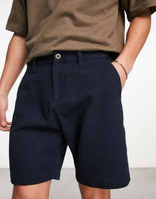 lyle & scott - archive - marinblå vardagsshorts i twill