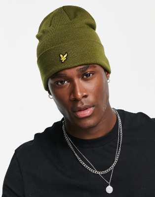 Shop Lyle & Scott Beanie Hat In Khaki-green