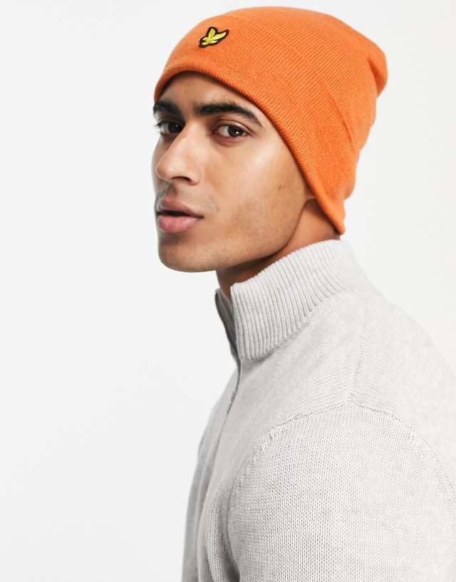 Lyle & Scott beanie hat in orange