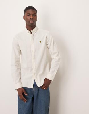 Lyle & Scott - Beige Oxford-skjorte i hørblanding - view 1