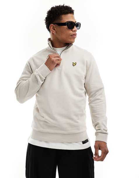 Lyle & Scott – Beige sweatshirt med kort dragkedja och ikonlogga - view 1