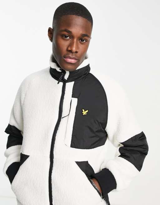 Lyle & Scott – Biała polarowa kurtka z kontrastowymi czarnymi wstawkami , 2 z 4