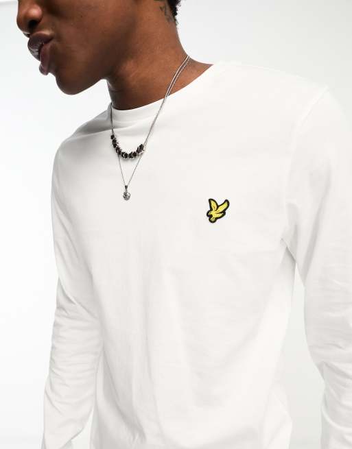 Lyle & Scott – Biały T-shirt z długim rękawem i logo   , 4 z 4