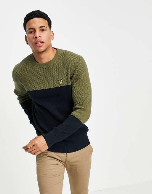 Lyle & Scott – Blockfärgad, stickad tröja