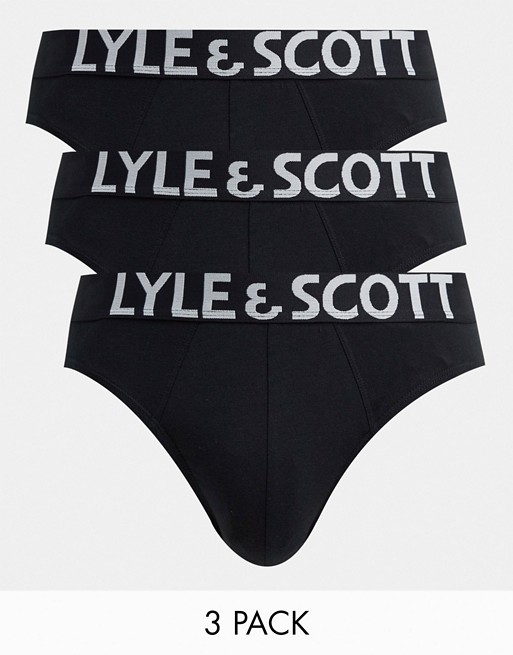Lyle & Scott Bodywear 3 pack briefs with logo waistband in black