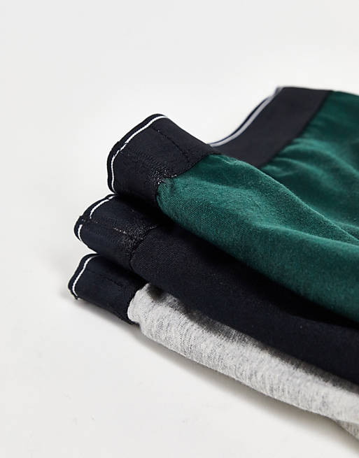 Men Underwear/Lyle & Scott Bodywear 3 pack trunks in black/green/grey 
