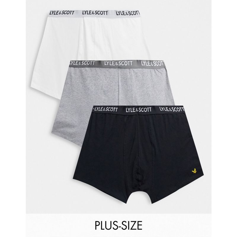 Lyle & Scott – Bodywear – 3er Pack Unterhosen mit Logobund in Schwarz/Grau/Weiß