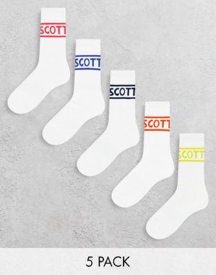 Lyle & Scott bodywear 5 pack sports logo socks in white