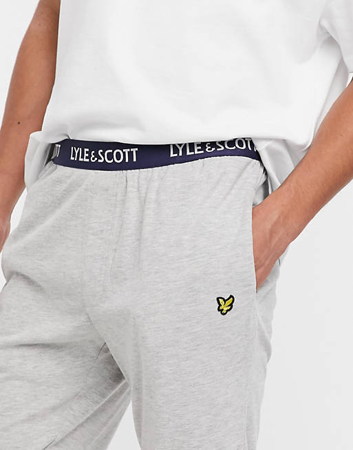 Tracksuits Lyle & Scott Bodywear cuffed lounge pants in grey 