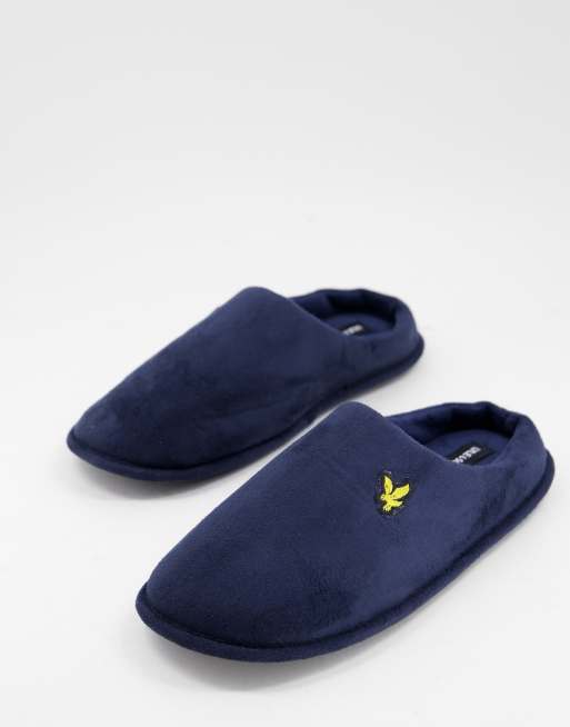 Lyle Scott Bodywear Jason small logo mule slippers in navy ASOS