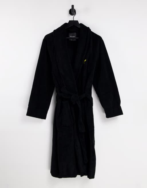 Lyle & Scott Bodywear Jeremy large logo dressing gown in black