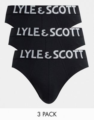 Homme Lyle & Scott - Bodywear - Lot de 3 slips avec bande à logo contrastante - Noir