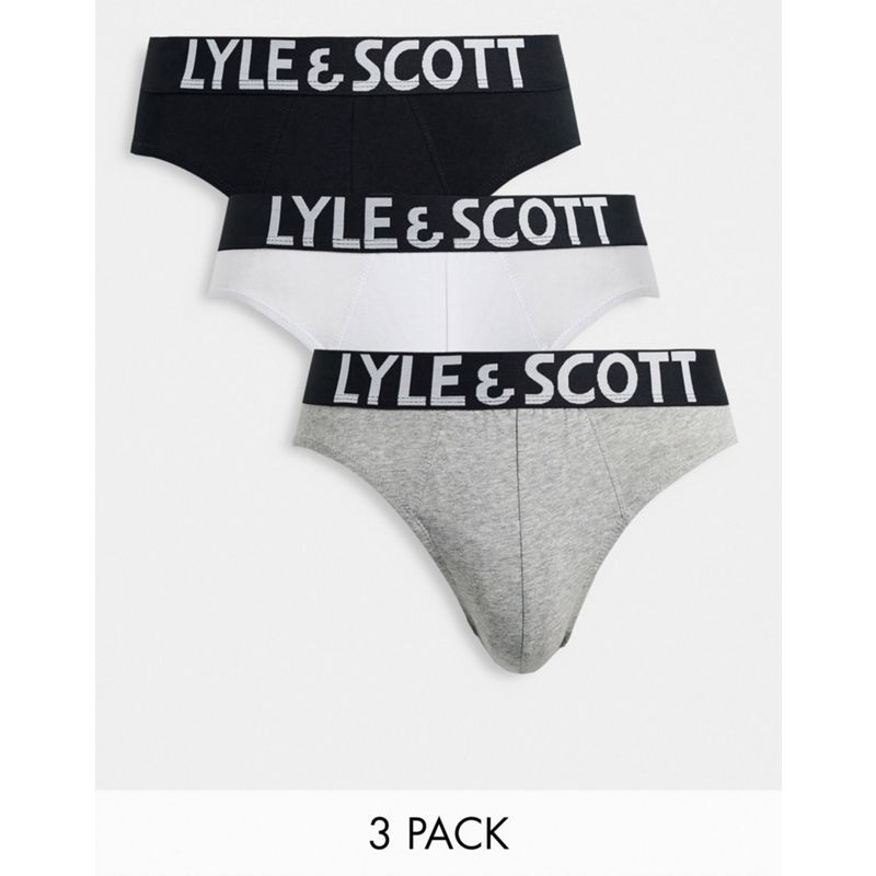 Intimo da uomo Intimo da uomo e Calzini Lyle & Scott - Bodywear Ryder - Confezione da 3 paia di slip neri, bianchi e grigi