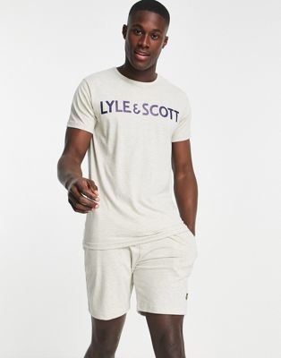 Lyle & Scott bodywear t-shirt and shorts lounge set in grey