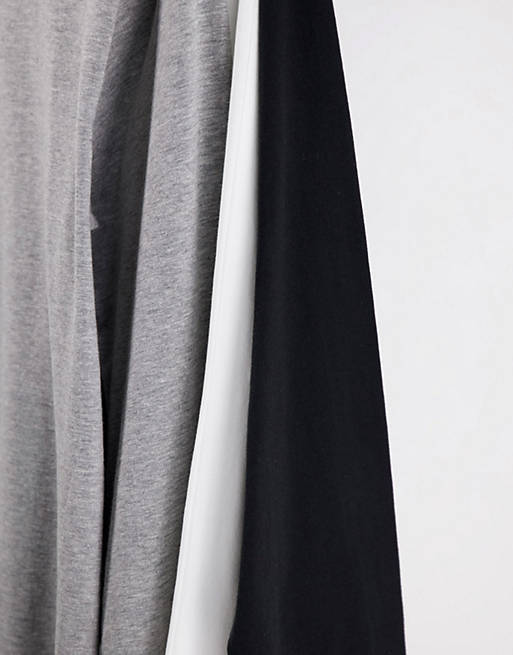  Lyle & Scott Bodywear Todd 3 pack long sleeve tops in black/white/ grey 
