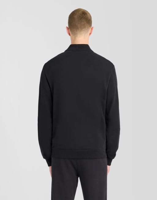 Lyle & Scott bomber in jersey effetto scamosciato nero intenso, 4 di 6
