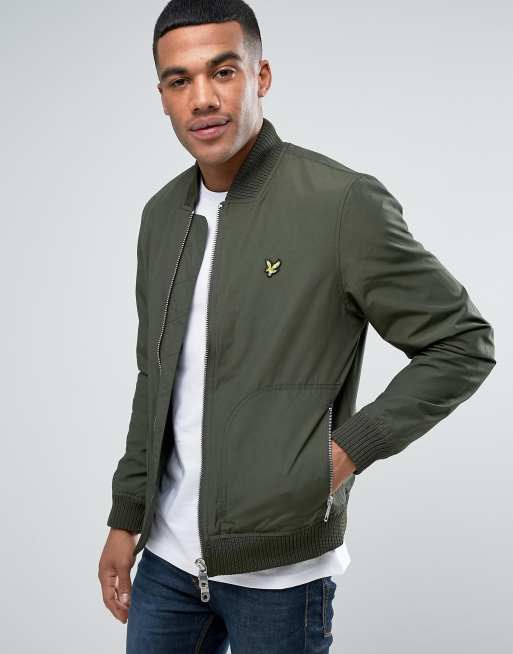 Lyle & Scott Bomber Jacket Eagle Logo in Green