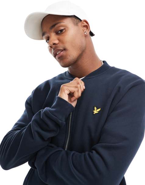 Lyle & Scott - Bomberjack van jersey in marineblauw - view 1
