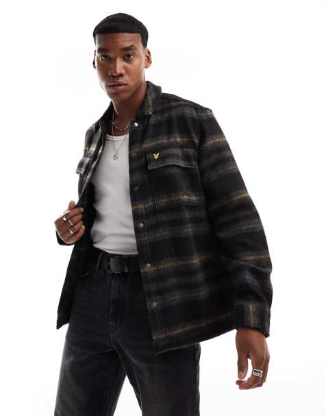 Lyle & Scott brushed tartan overshirt in black - view 1