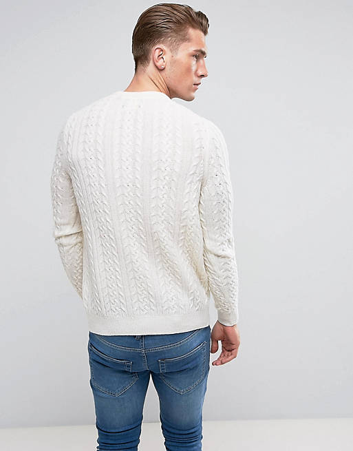 Chaiselong sikkerhed søvn Lyle & Scott Cable Knit Sweater Off White | ASOS