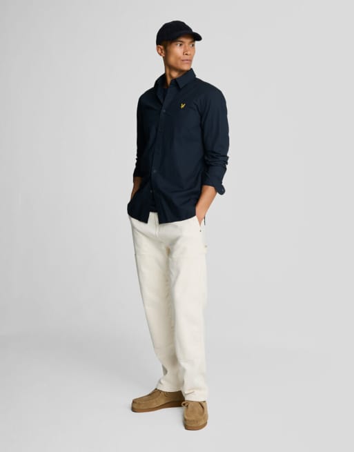 Lyle & Scott - Camicia a maniche lunghe in popeline blu navy scuro, 2 di 5