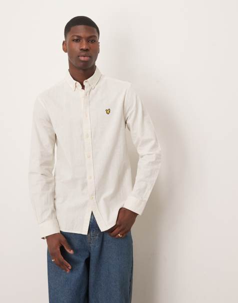 Lyle & Scott - Camicia Oxford in misto lino beige - view 1