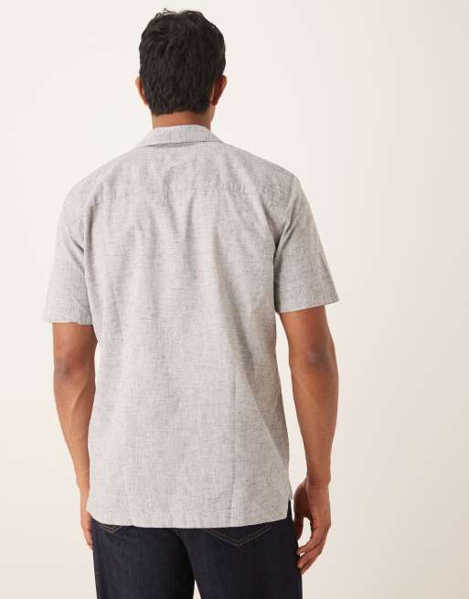 Lyle & Scott - Camicia Oxford in misto lino comoda blu navy con rever, 2 di 4