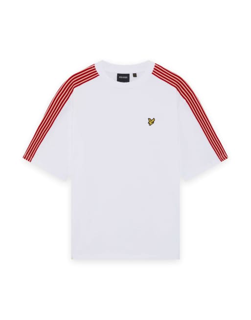 Lyle & Scott camiseta con cinta de rayas en blanco, 5 de 6