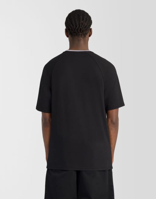 Lyle & Scott camiseta de manga corta con ribetes tipo track en negro azabache, 4 de 6