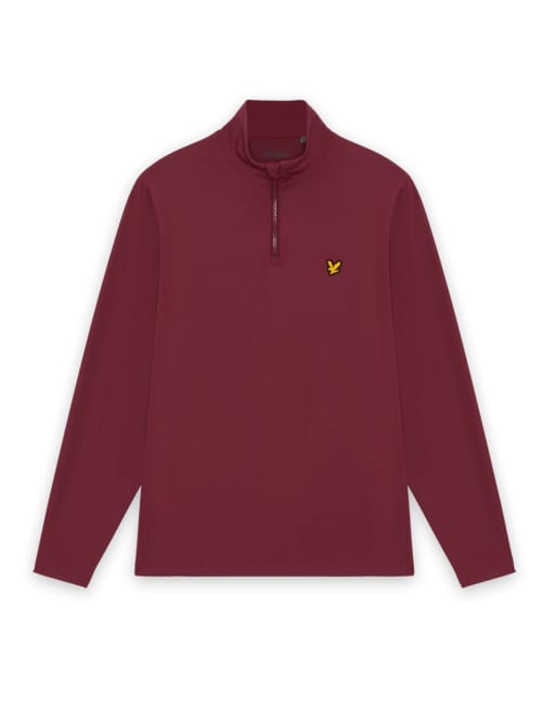 Lyle & Scott - capa intermedia de golf con media cremallera en x202 plum, 5 de 6